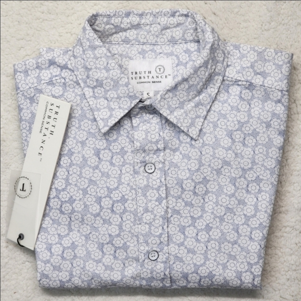Truth Substance Common Sense Printed Long Sleeve Button Down Shirt Mens Small - Picture 3 of 11